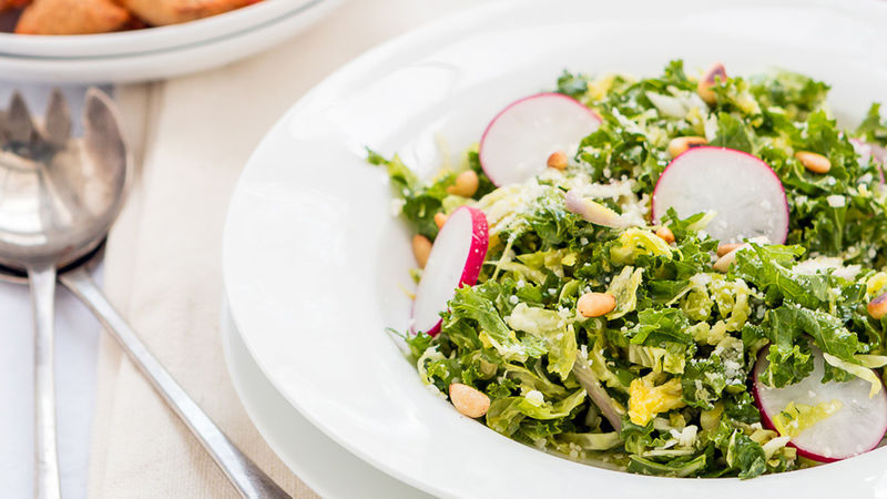 Brussels Sprouts Salad with Kale and Radishes