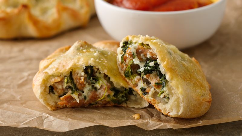 Spinach, Ricotta and Sausage Calzones Recipe - BettyCrocker.com