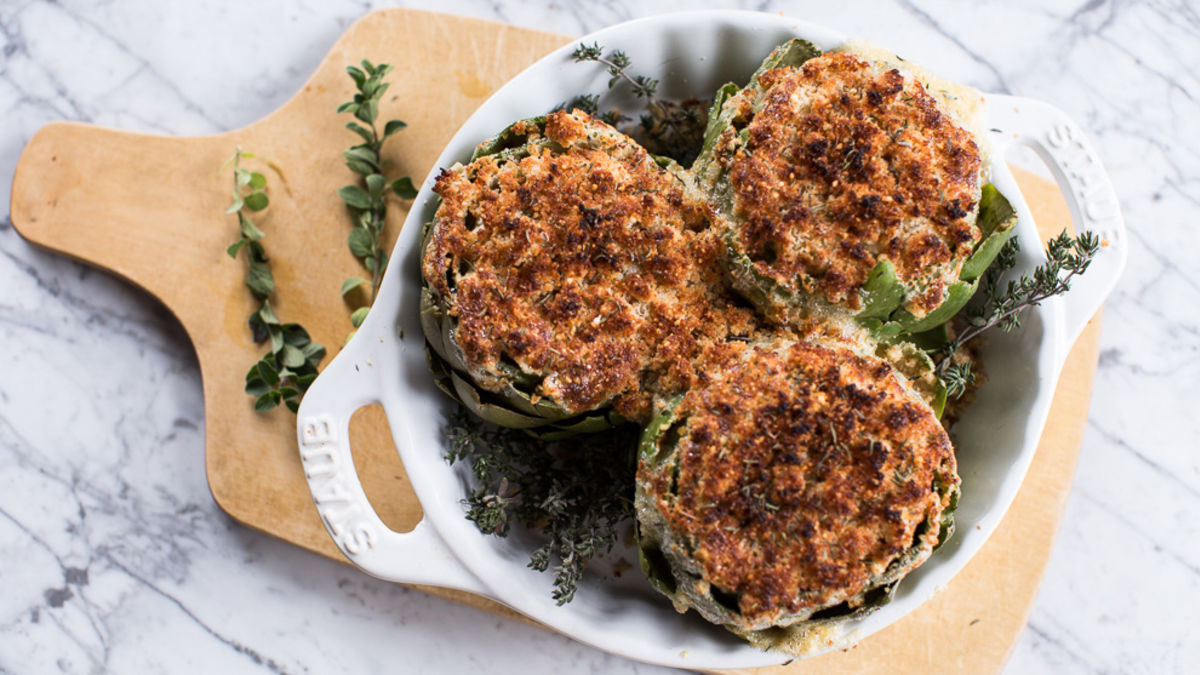 Brie-Stuffed Baked Artichokes