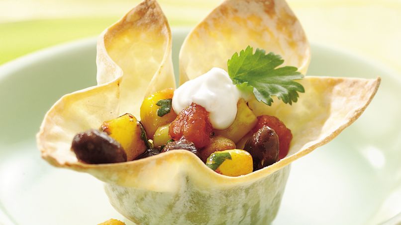 Black Bean and Corn Wonton Cups