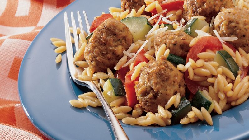 Meatballs with Orzo and Italian Vegetables
