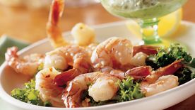 Spicy Lemon Shrimp with Basil Mayonnaise