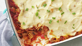 Lighter Tomato “Alfredo” Pasta Bake