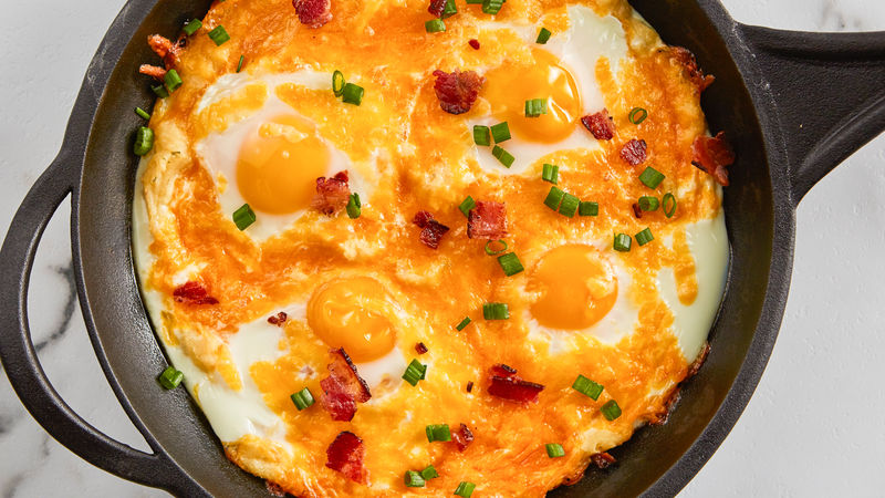 Cheesy Mashed Potato Egg Skillet Casserole