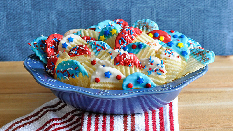 Patriotic Candy-Dipped Potato Chips
