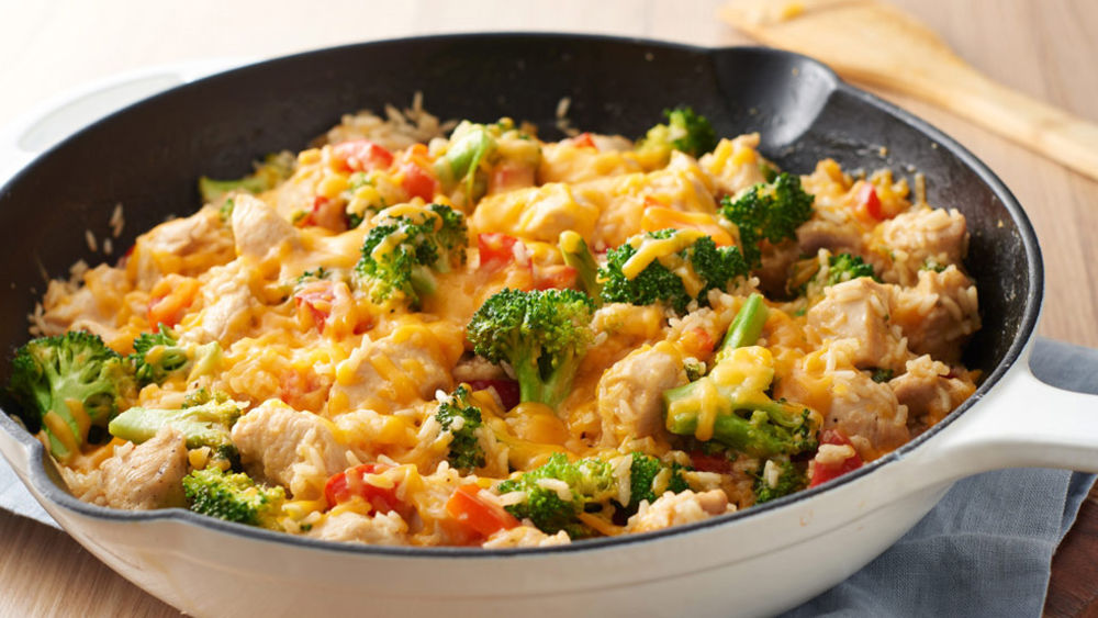 One-Pot Cheesy Chicken, Rice and Broccoli recipe from ...