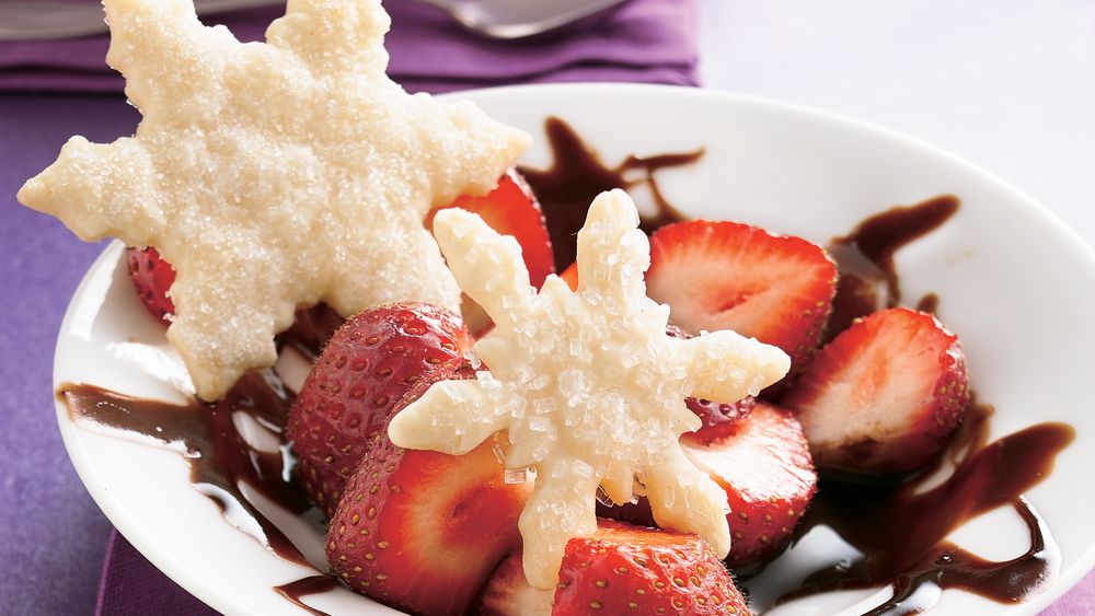 Strawberries in Chocolate with Pastry Snowflakes recipe from Pillsbury.com
