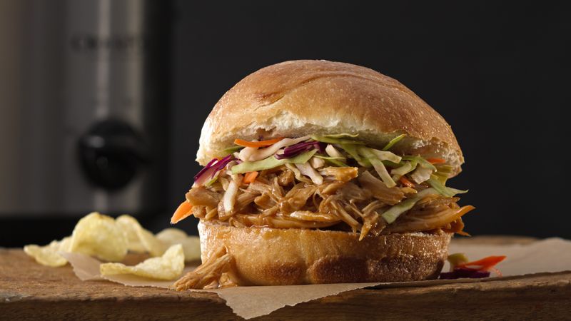 Slow Cooker Asian Pulled Chicken Sandwiches Recipe Bettycrocker Com