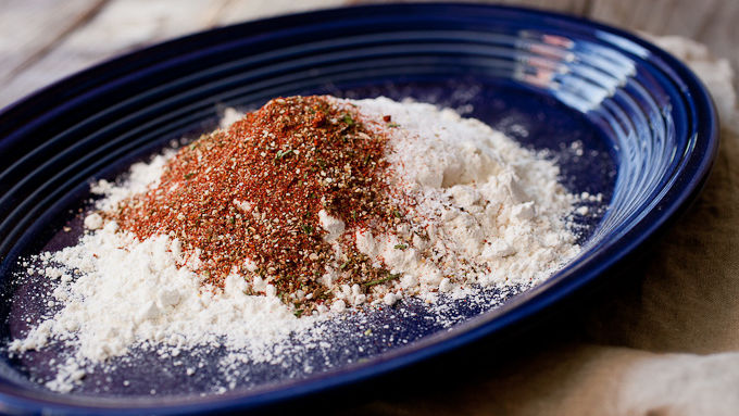 Spice mix with flour, brown sugar and salt