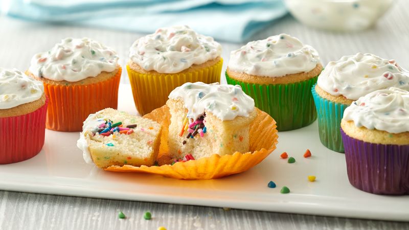 Rainbow Surprise Cupcakes Recipe - BettyCrocker.com