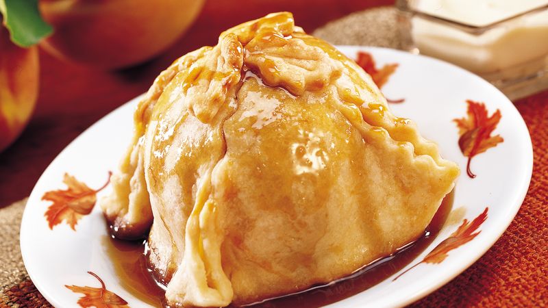 Peach Dumplings with Brandy Cream