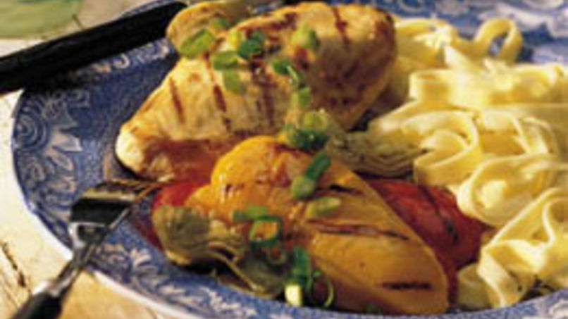 Grilled Chicken with Peppers and Artichokes