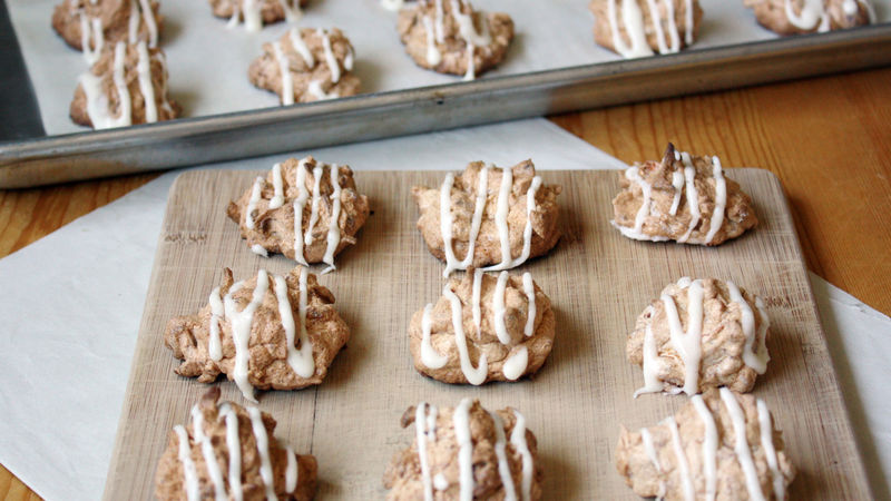 Carrot Cake Macaroons with Maple-Cream Cheese Glaze