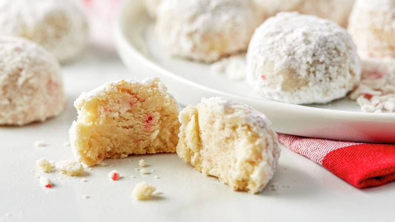 Peppermint Snowball Cookies