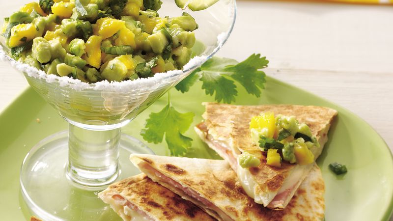 Brie Quesadillas with Mango Guacamole