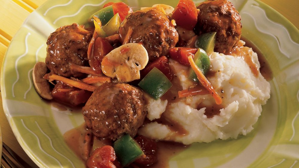 Baked Meatballs with Vegetable Gravy recipe from