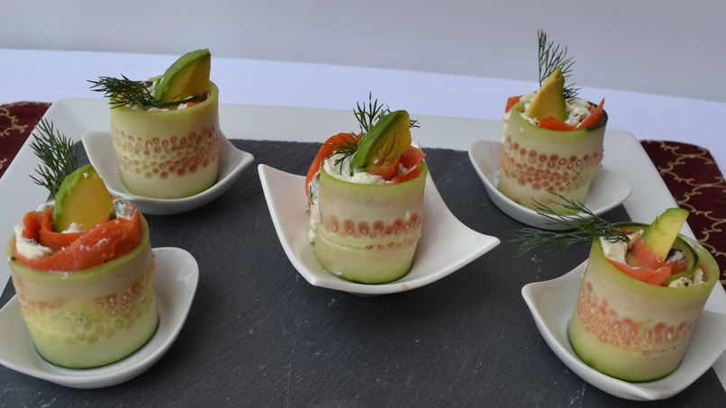 Rollitos Sofisticados de Salmon y Pepino