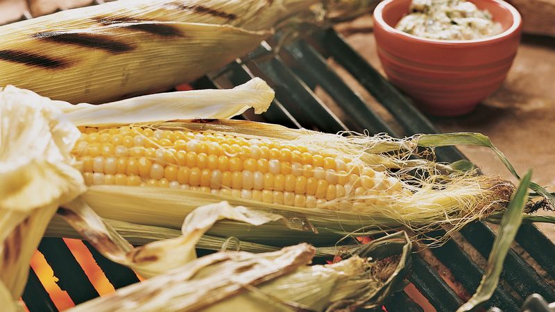 Grilled Corn with Garlic-Cilantro Butter