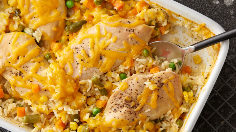 Cheesy Chicken, Rice and Vegetable Casserole