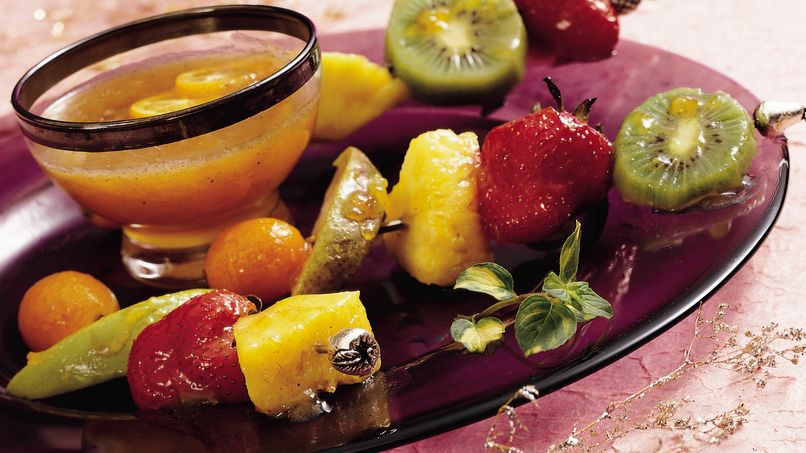 Brochetas de Frutas con Glaseado de Durazno