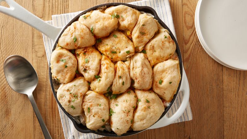 Chicken and dumplings made with can biscuits